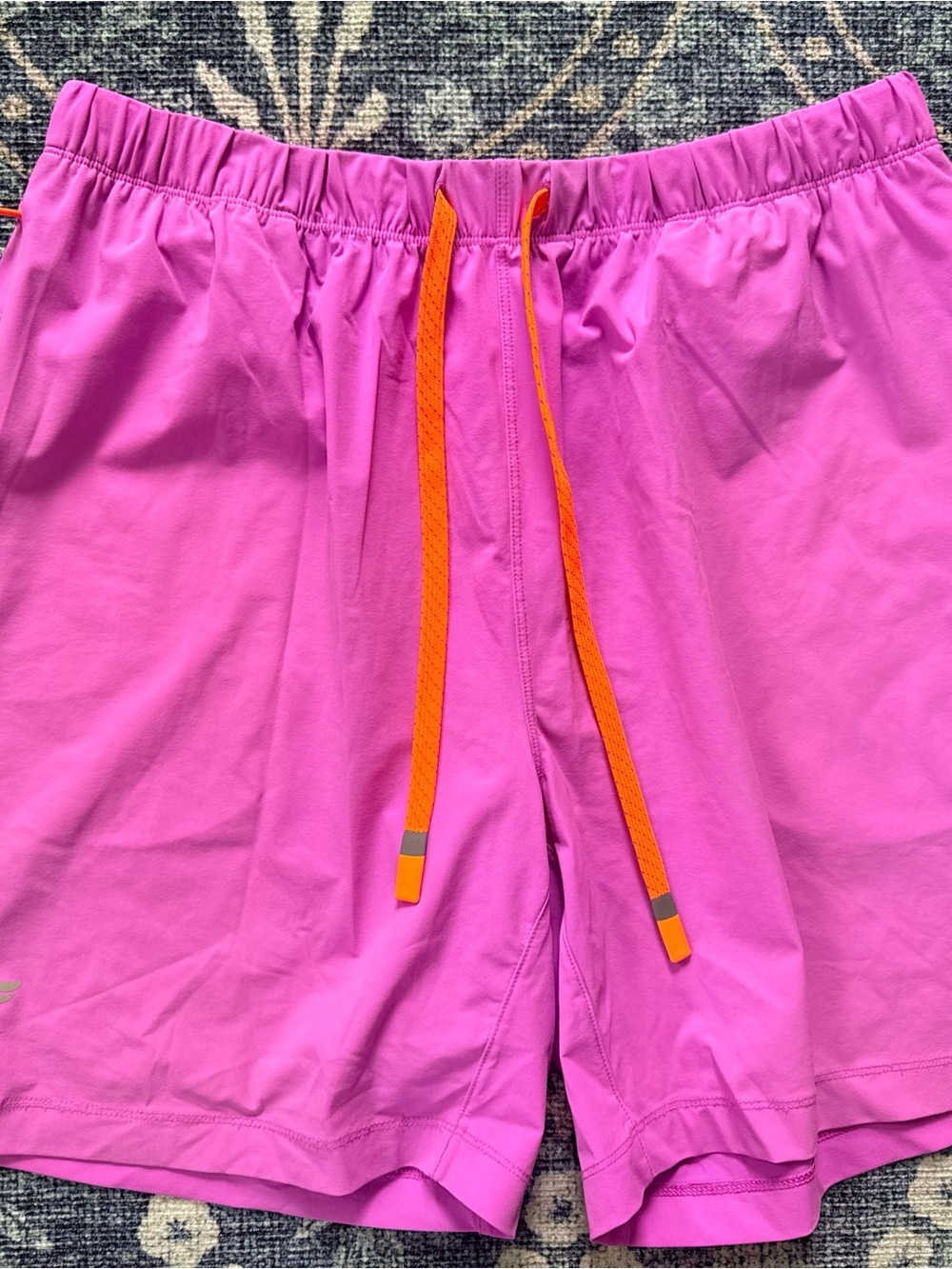 Men’s Pink Athletic Shorts with Orange Drawcord